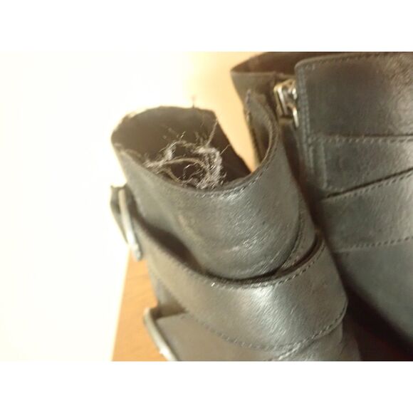 Sorel Joan of Arctic Wedge Women 10 Black Leather Hidden Heel Ankle Bootie - Picture 5 of 10